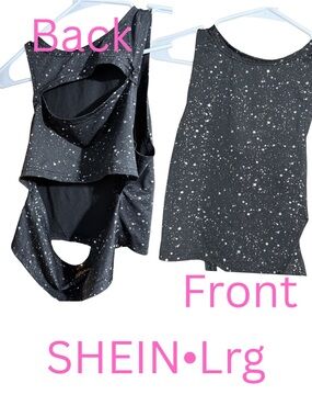 SHEIN Black Speckled Open-Back Tank Top